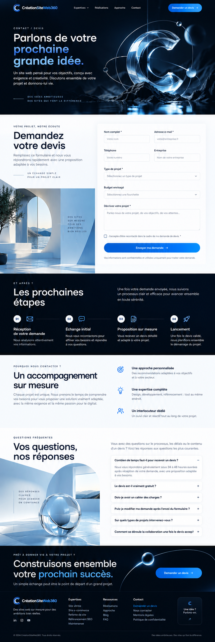 Visuel de la maquette Contact / Devis